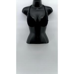 VICTORIA SECRET Women's Black Braided Crochet Knit Push-Up Bra SZ 32C